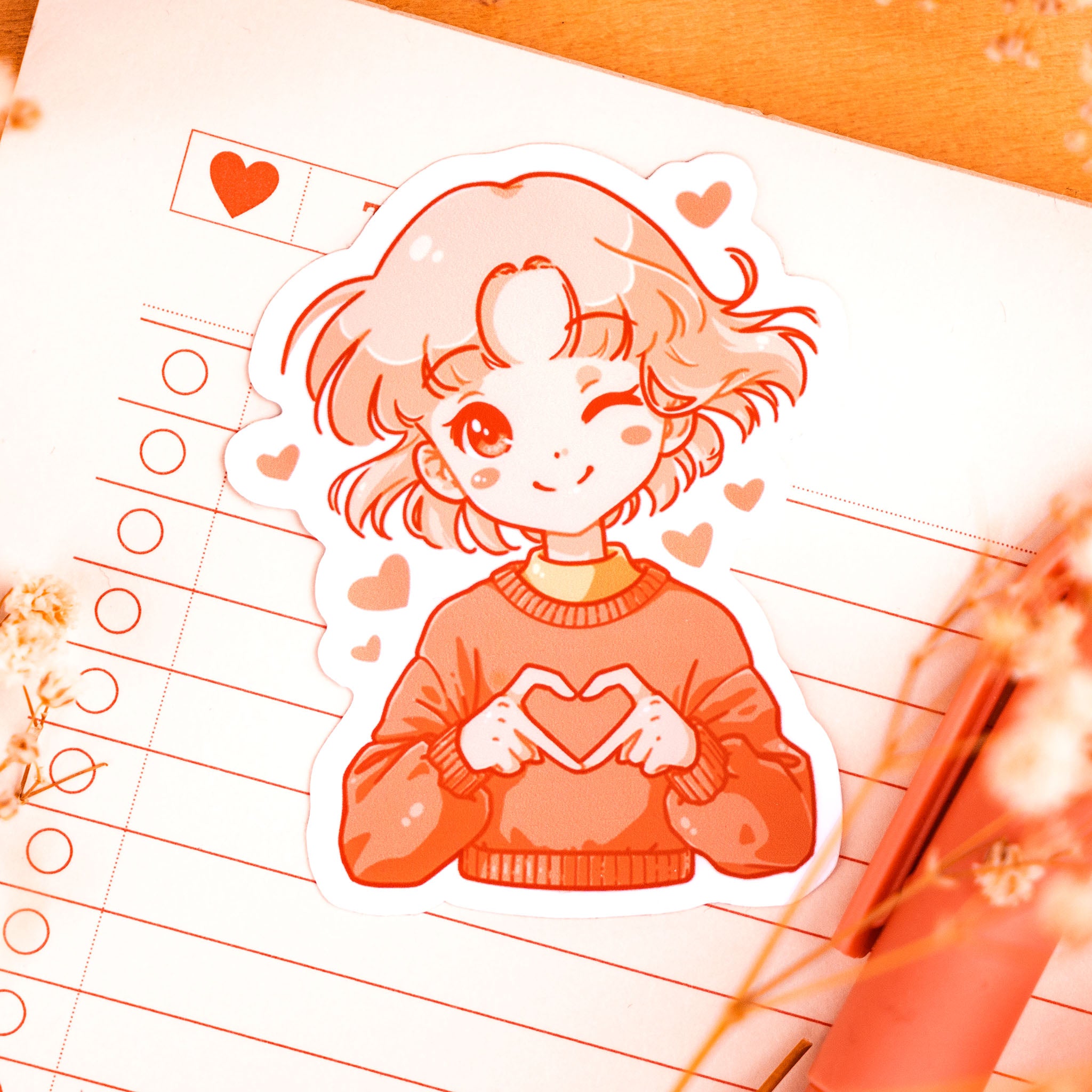 Cute Heart Girl Sticker