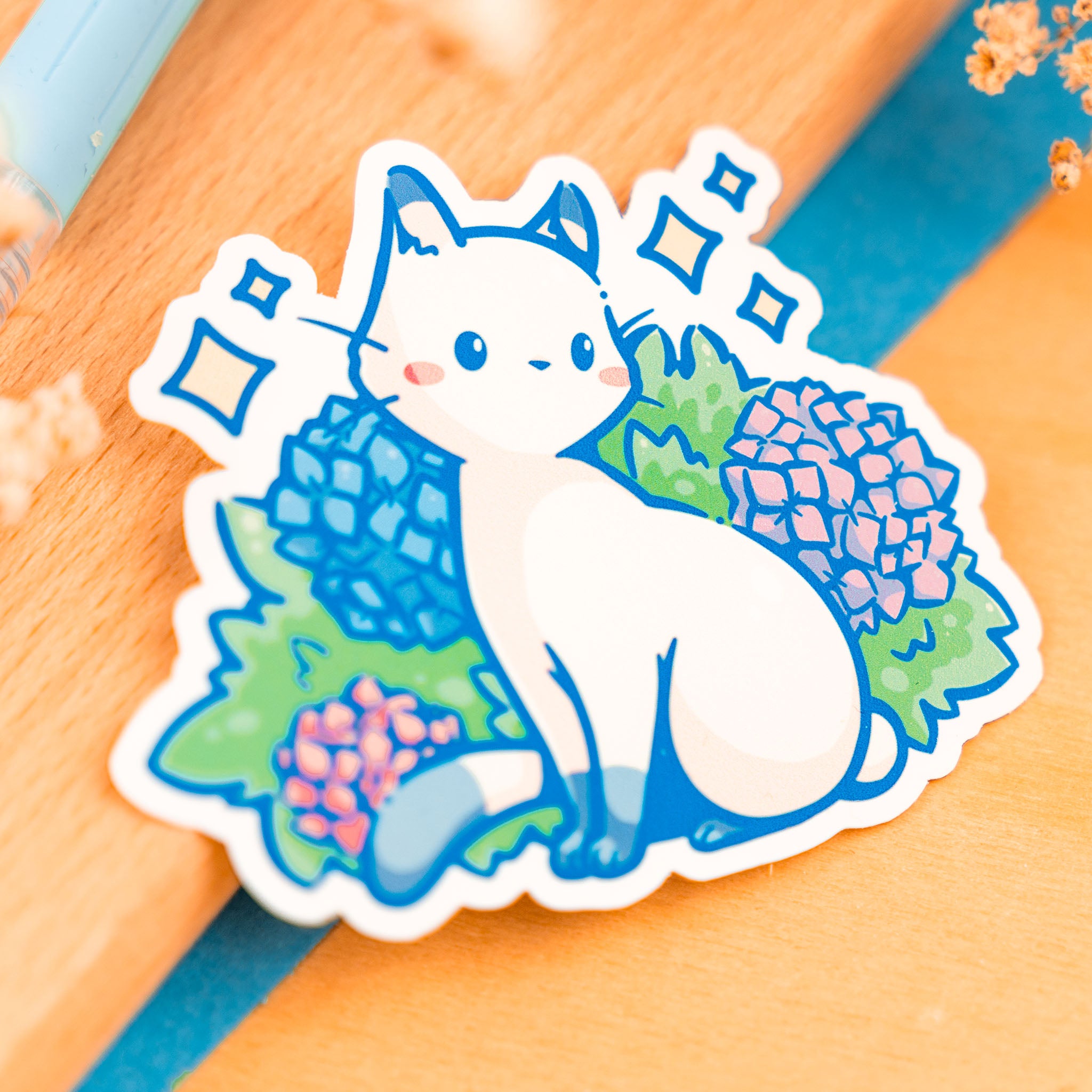 Hydrangea Cat Sticker