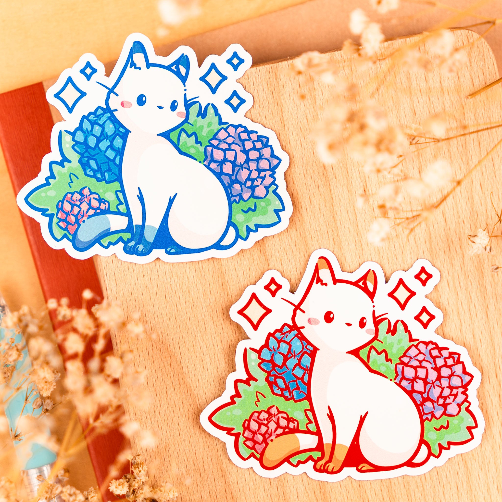 Hydrangea Cat Sticker