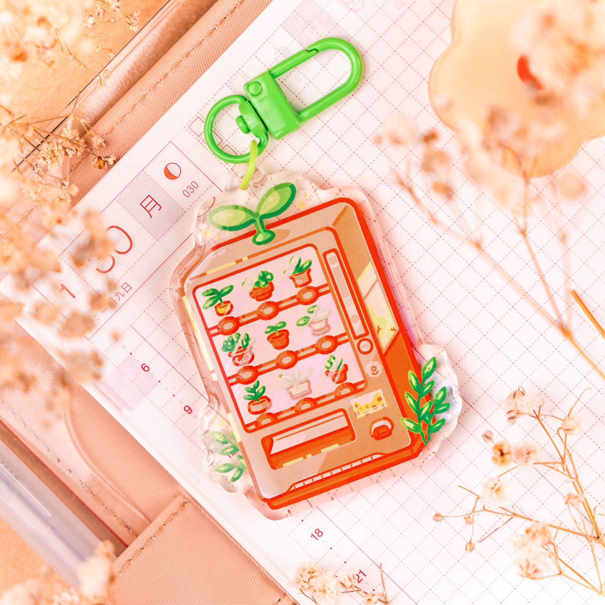 Plant Vending Machine Epoxy Keychain