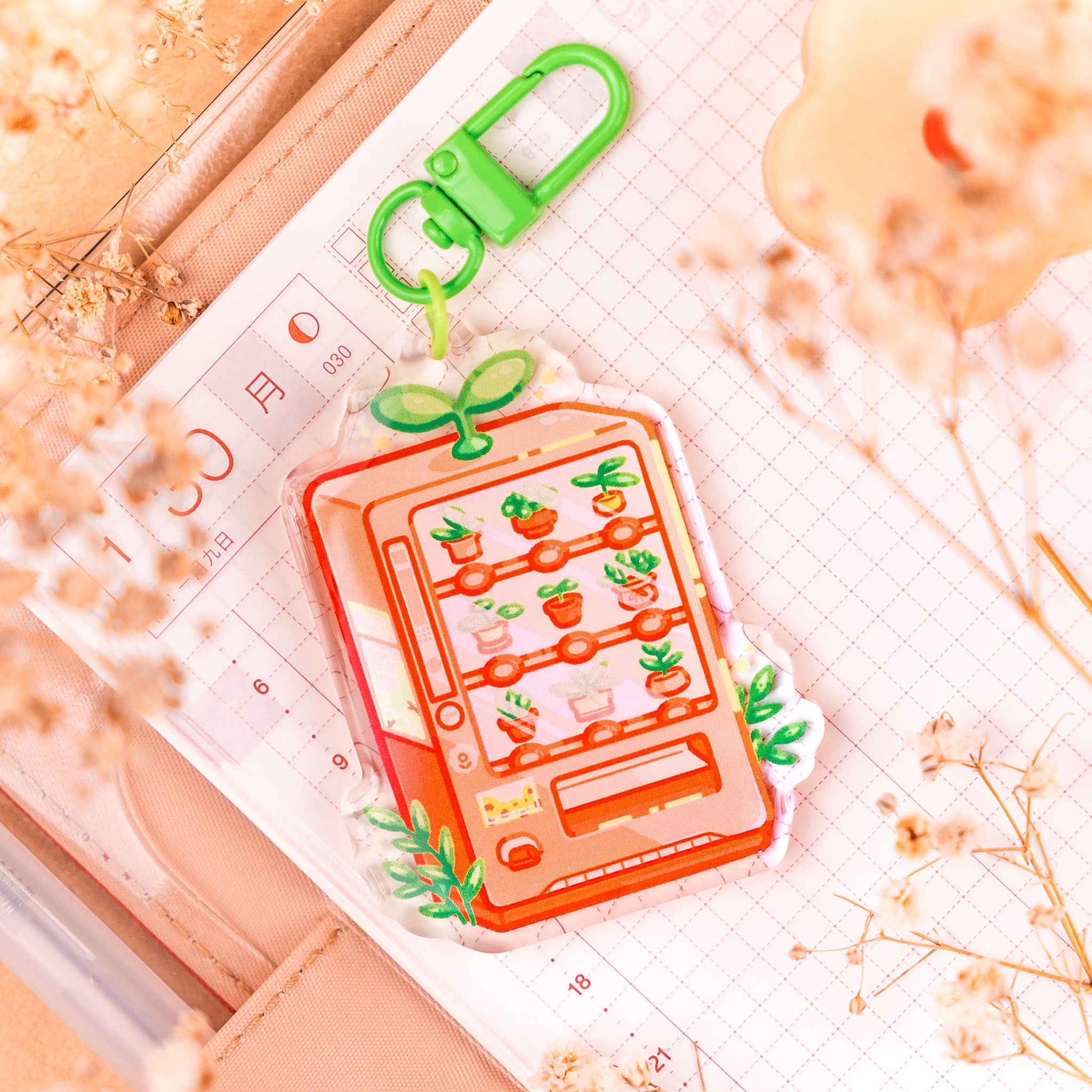 Plant Vending Machine Epoxy Keychain