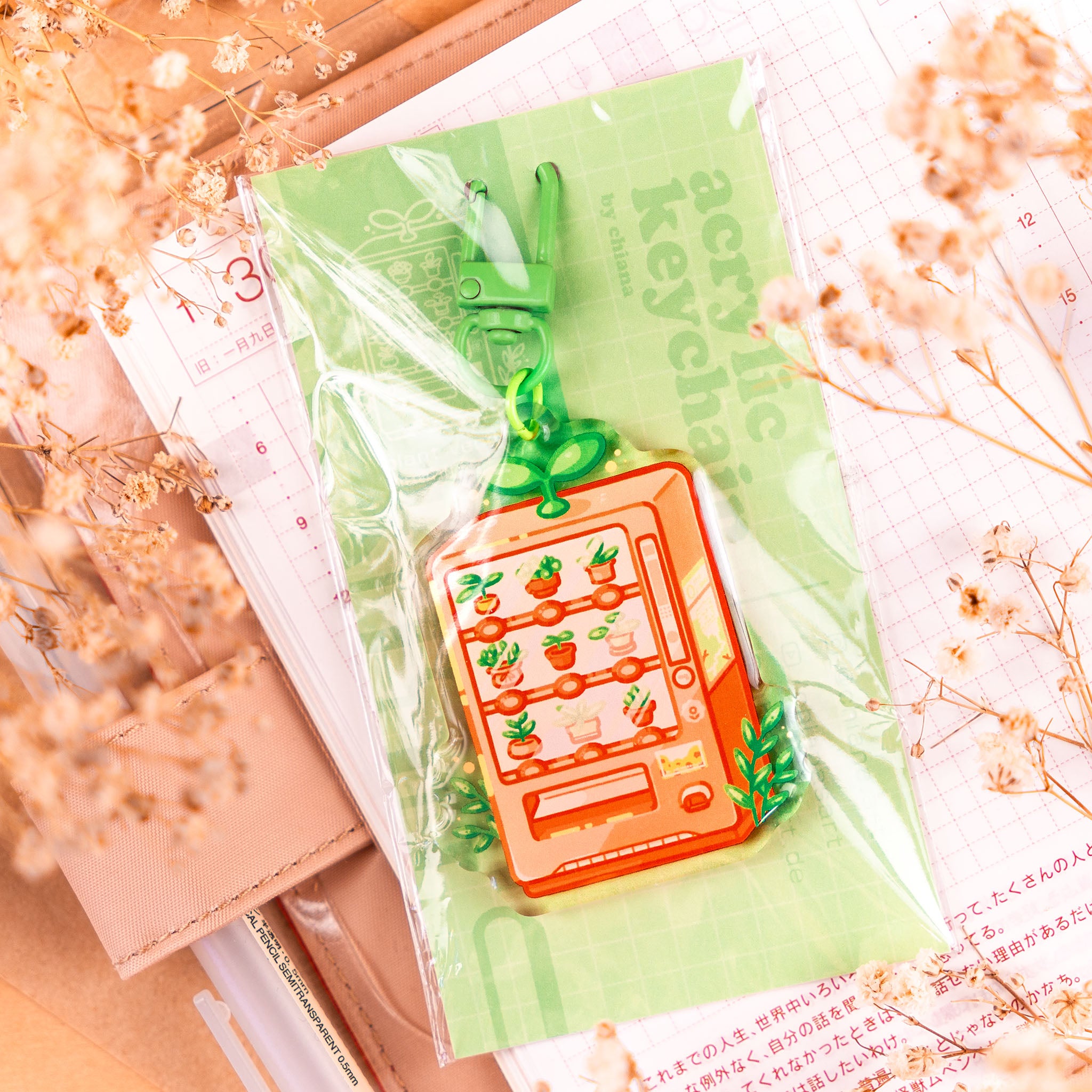 Plant Vending Machine Epoxy Keychain