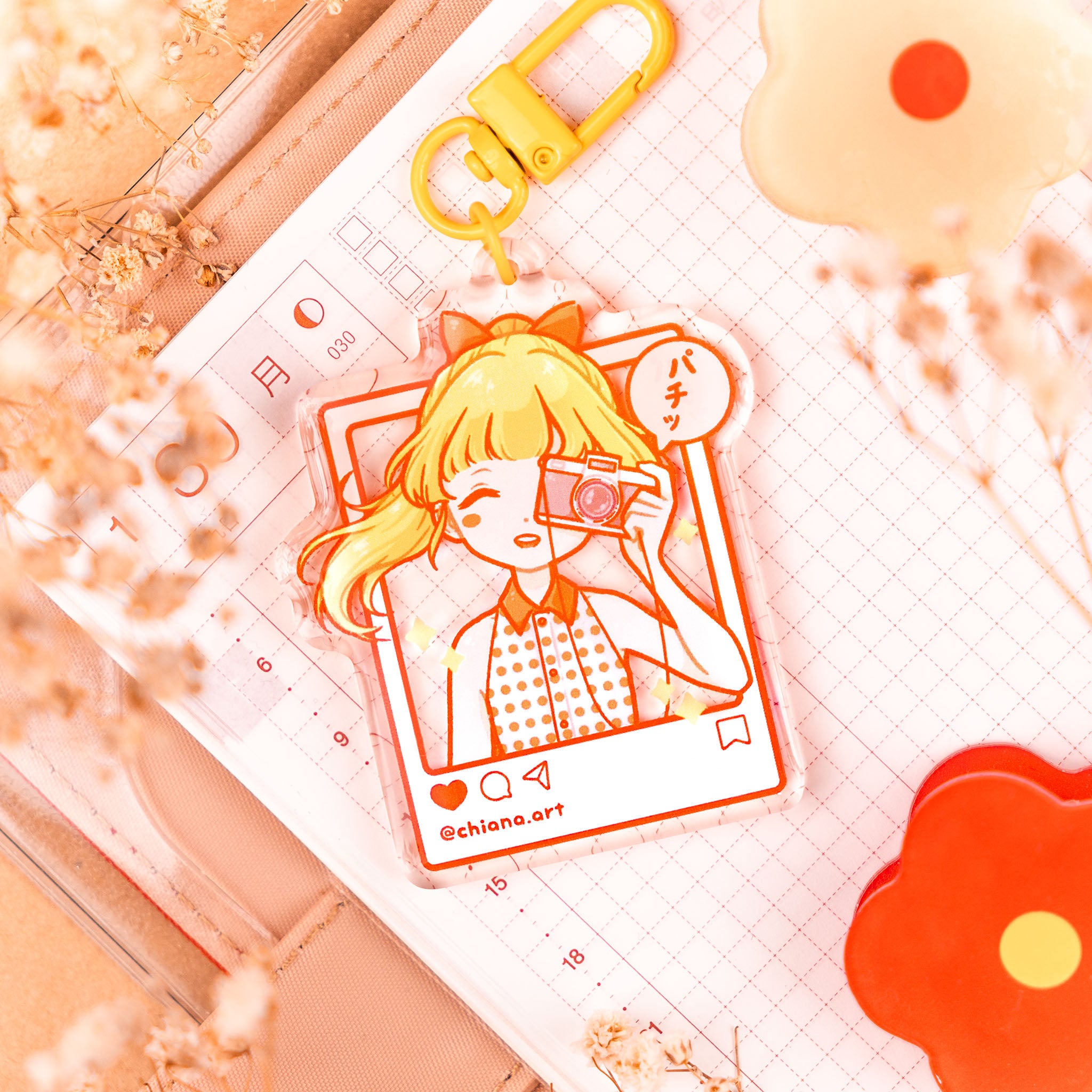 Cute Photo Frame Girl Epoxy Keychain