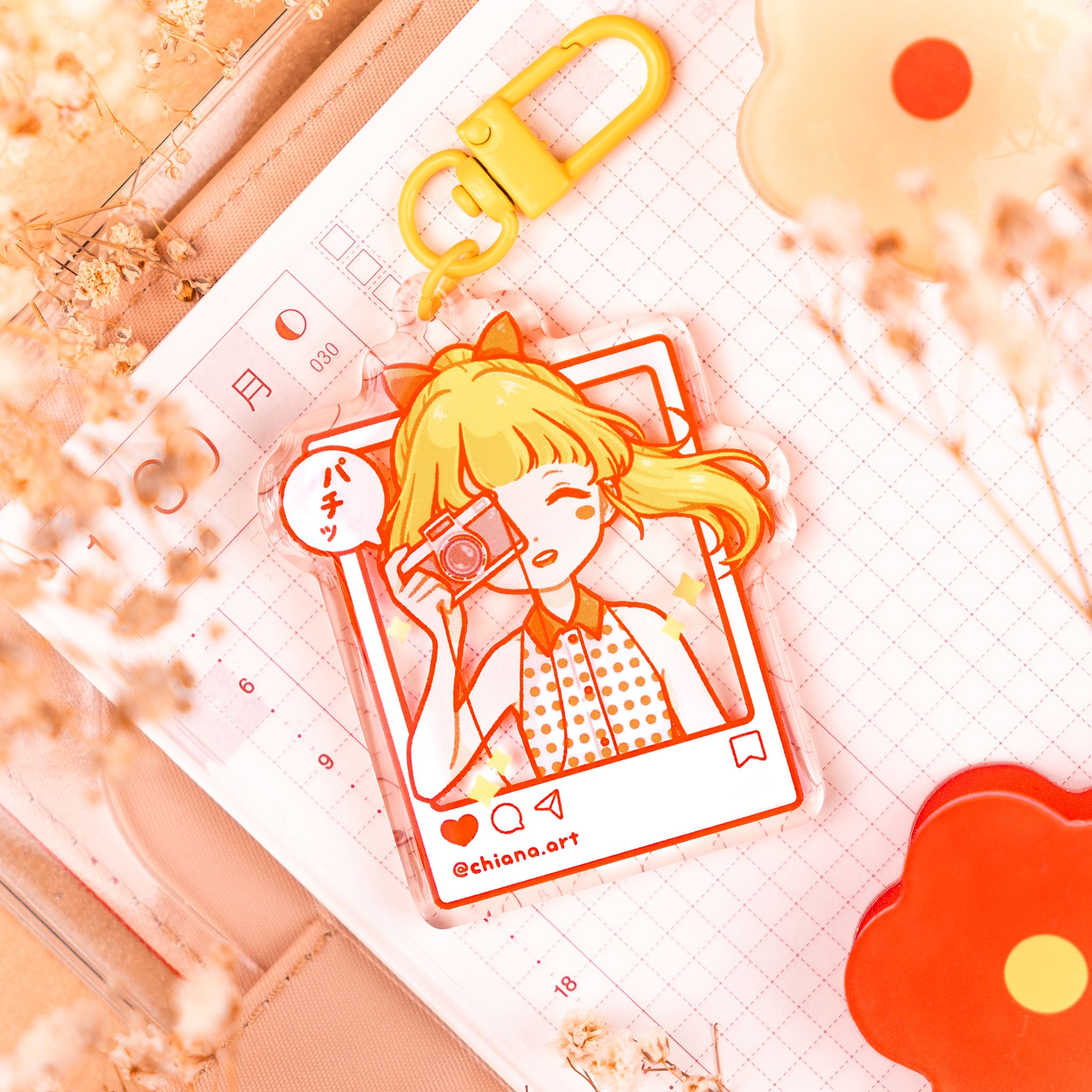 Cute Photo Frame Girl Epoxy Keychain