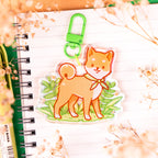 Shiba & Plants Epoxy Keychain