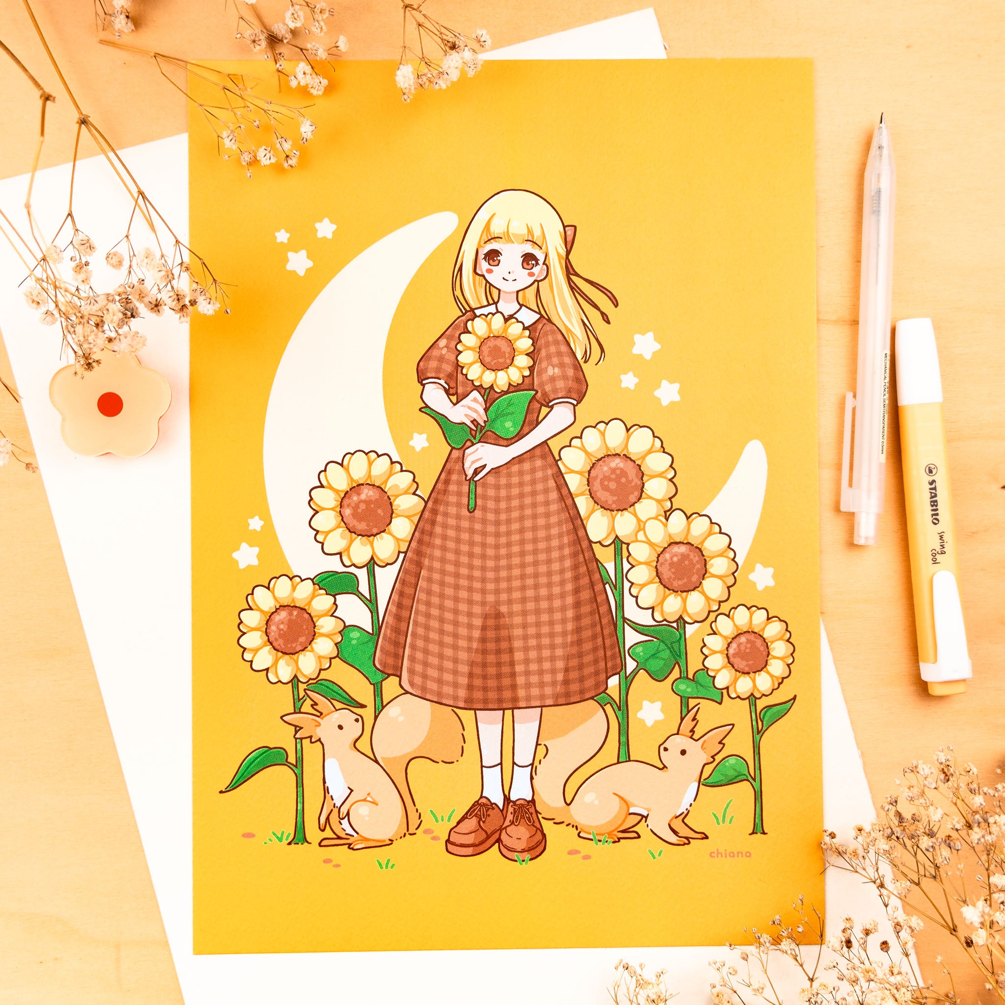 Sonne, Mond und Sterne Print (verschiedene Größen)