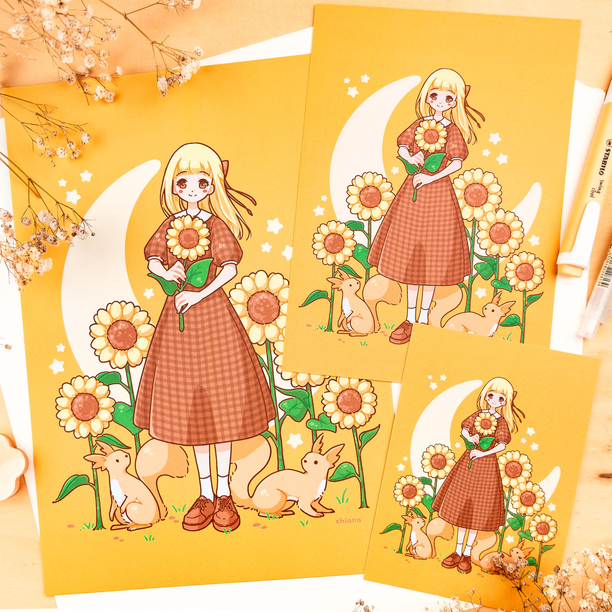 Sonne, Mond und Sterne Print (verschiedene Größen)