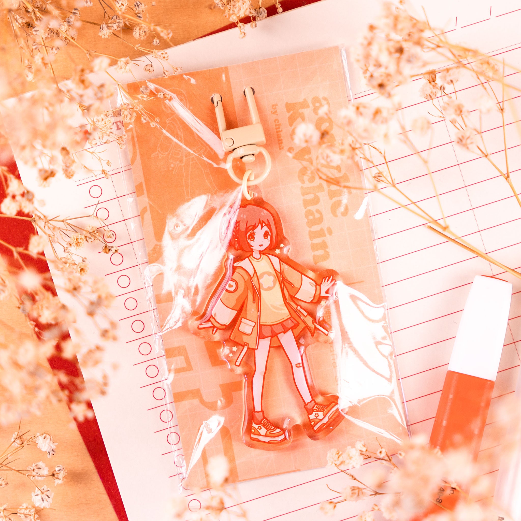 Happy Star: Cute Anime Girl Epoxy Keychain