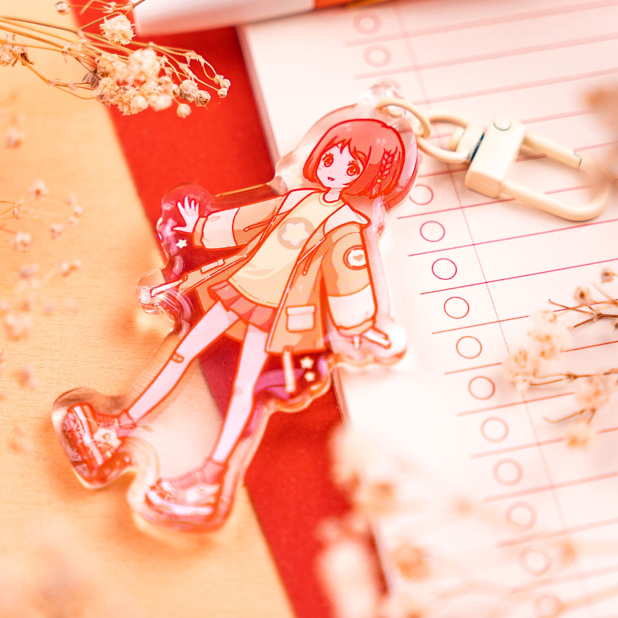 Happy Star: Cute Anime Girl Epoxy Keychain