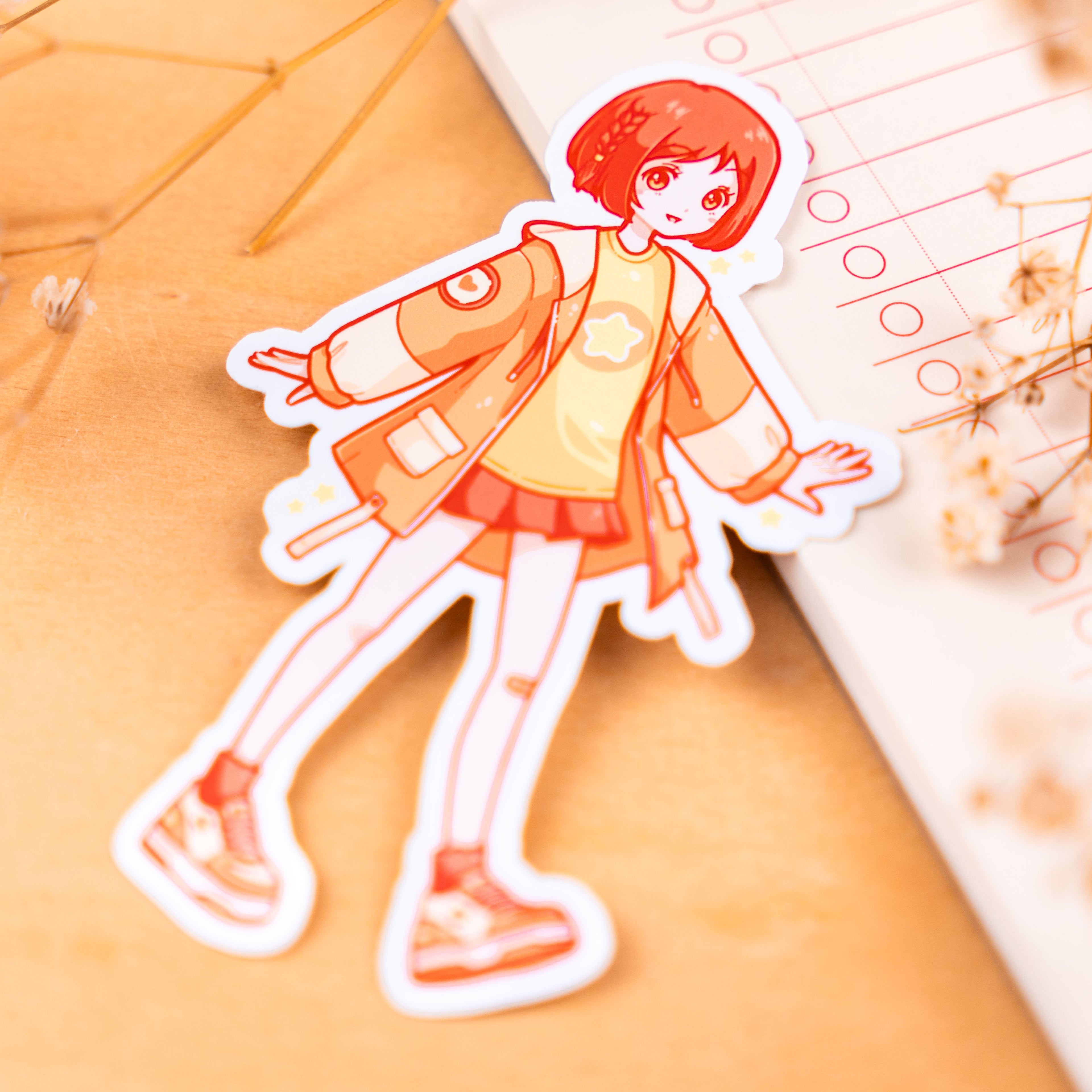 Happy Star: Cute Anime Girl Sticker