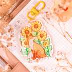 Sunflower Fox Epoxy Keychain