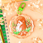 Cat & Tulip Bouquet Girl Epoxy Keychain